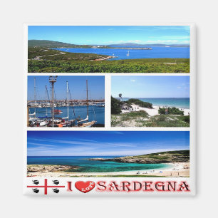 Aimant IT - Italie - Sardaigne - I Love - Collage Mosaïq