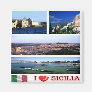 Aimant IT - Sicile - I Love - Collage Mosaic