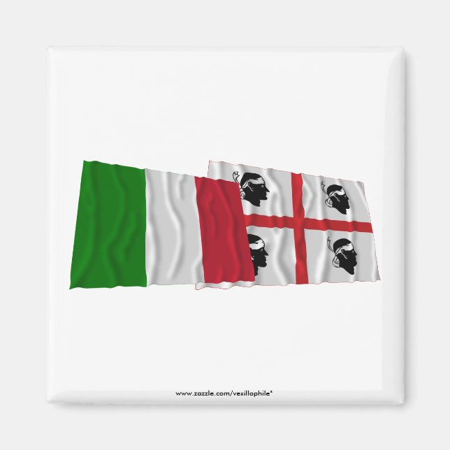 Aimant Italie et Sardaigne agitant des drapeaux (Devant)