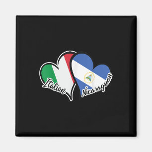 Aimant Italie Nicaragua Drapeau Coeur moitié Italien moit