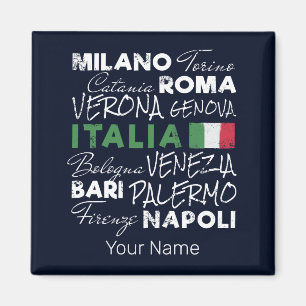 Aimant Italie Ville Rétro et drapeau Vintage Vacances Sou