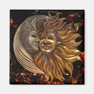 Aimant Italien Sun et masques de Carnaval de lune