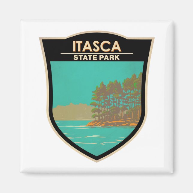 Aimant Itasca State Park Minnesota Badge Vintage (Devant)