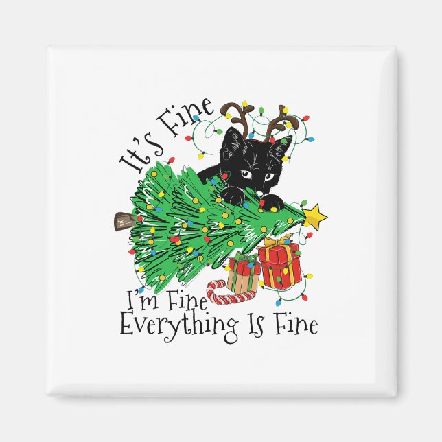 Aimant It's Fine I'm Fine Everything Is Fine Fun Christma (Devant)