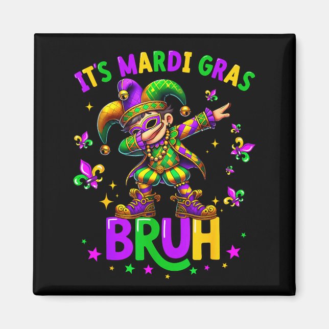 Aimant It's Mardi Gras Bruh Dabbing Leprechaun Jester New (Devant)