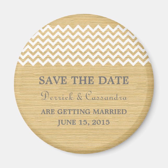 Aimant Ivory Rustic Chevron Enregistrer l'aimant de la da (Devant)