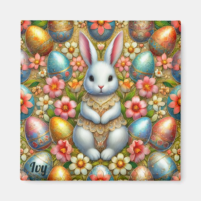 Aimant IVY ~ Lapin de Pâques et Œufs ~  (Devant)
