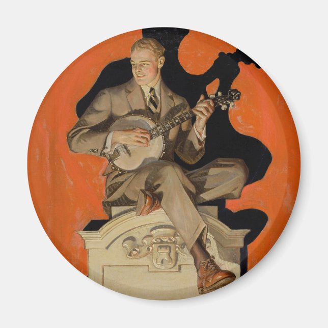 Aimant J.C. Leyendecker Banjo Player 1920 Art Deco Art (Devant)
