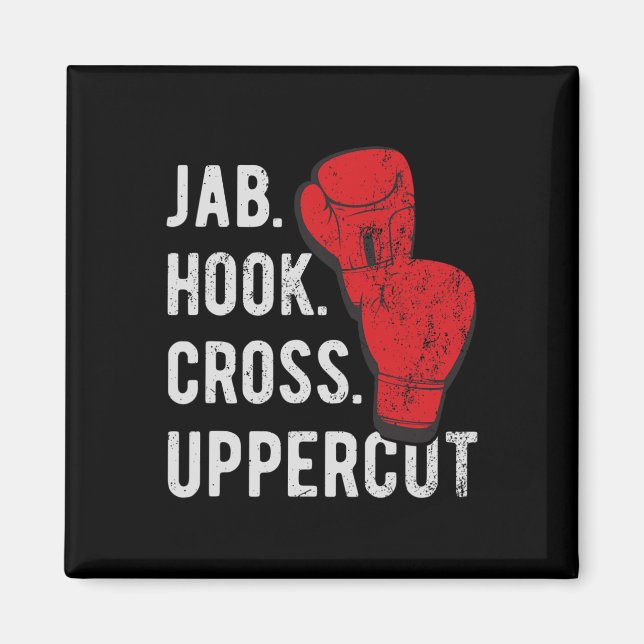 Aimant Jab, Hook, Cross, Uppercut - Kickboxing et boxe (Devant)