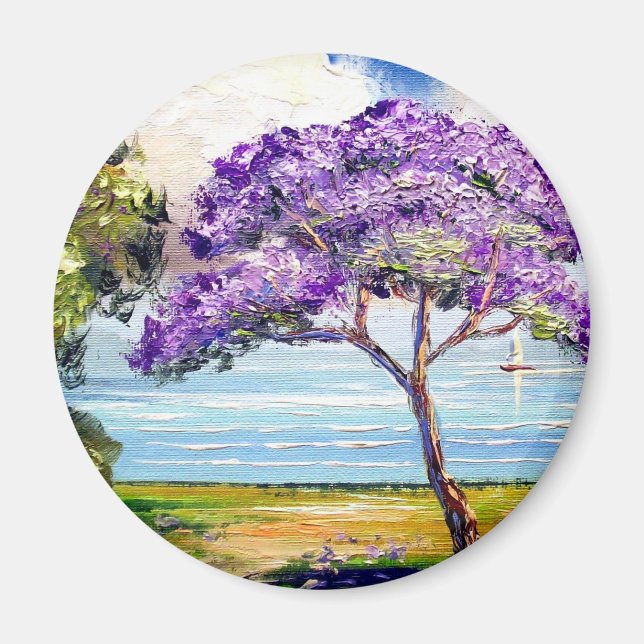 Aimant Jacaranda Arbre Tropical Art (Devant)