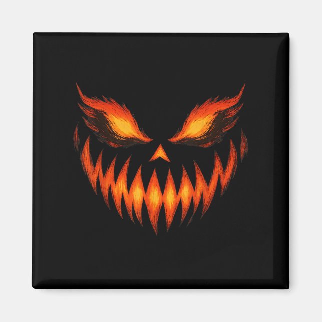 Aimant Jack-o'-lantern Face de Citrouille de peur Hallowe (Devant)