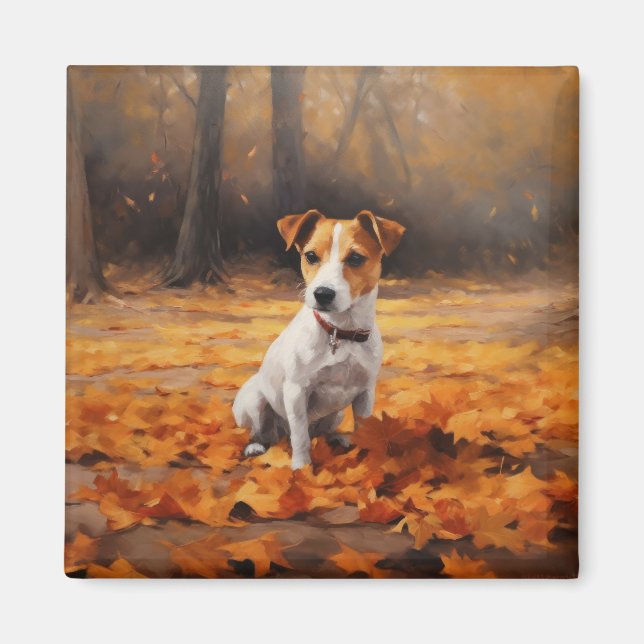 Aimant Jack Russell à l'automne Feuilles automne Inspire (Devant)