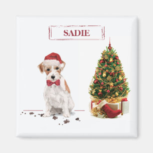 Aimant Jack Russell à poil dur drôle de Noël Chien