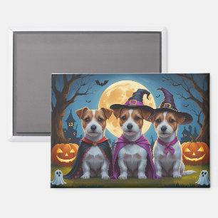 Aimant Jack Russell Chiens Citrouille Halloween Drôle