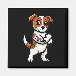 Aimant Jack Russell Terrier I Love Papa Funny Chien Tatto