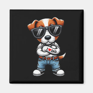 Aimant Jack Russell Terrier J'Aime Papa Drôle Chien Tatto