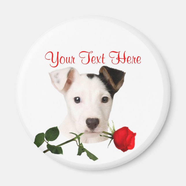 Aimant Jack Russell Terrier Rouge Rose Valentine Design (Devant)