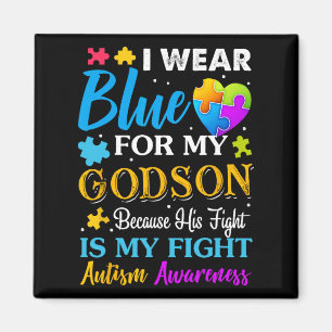 Aimant Jackchel Art Je Porte Du Bleu Pour Mon Godson Auti