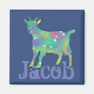 Aimant Jacob Add Name Colourful Sparkle Goat Animal Art