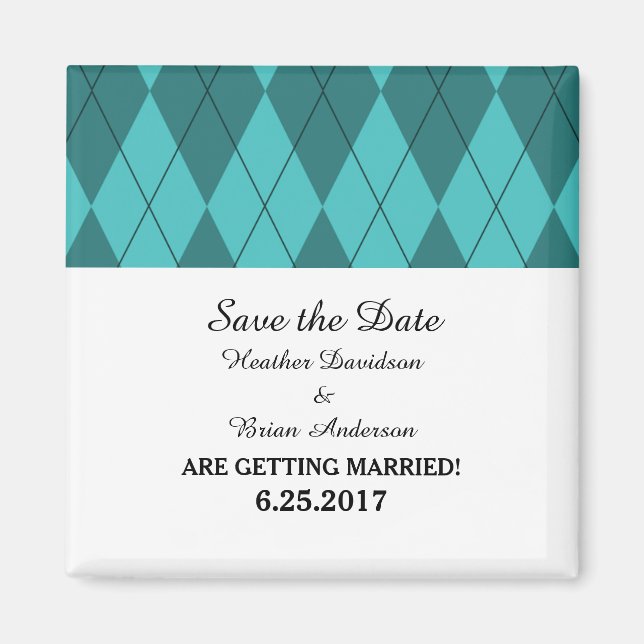 Aimant Jacquard Turquoise Enregistrer l'aimant Date (Devant)