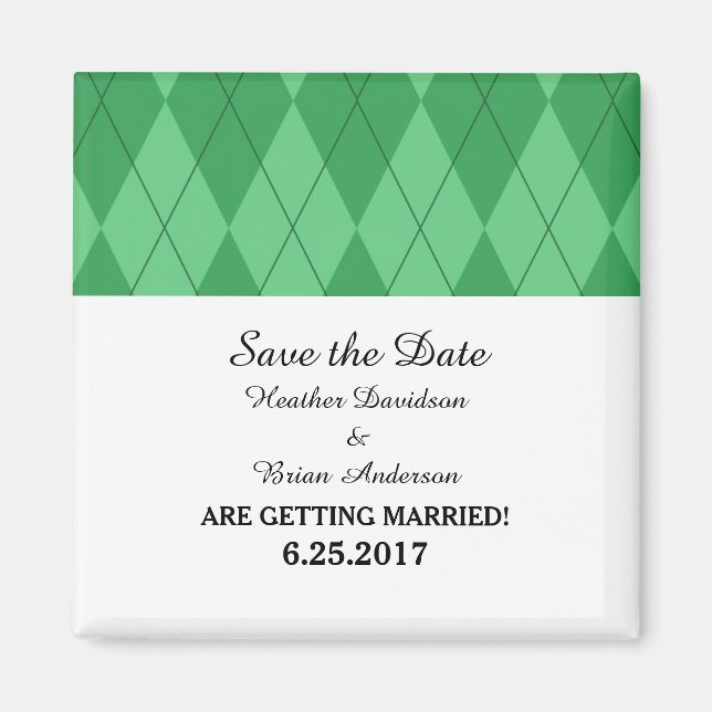 Aimant Jacquard vert Enregistrer l'aimant de date (Devant)