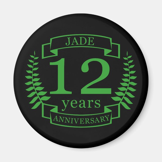 Aimant Jade Gemstone mariage anniversaire 12 ans (Devant)