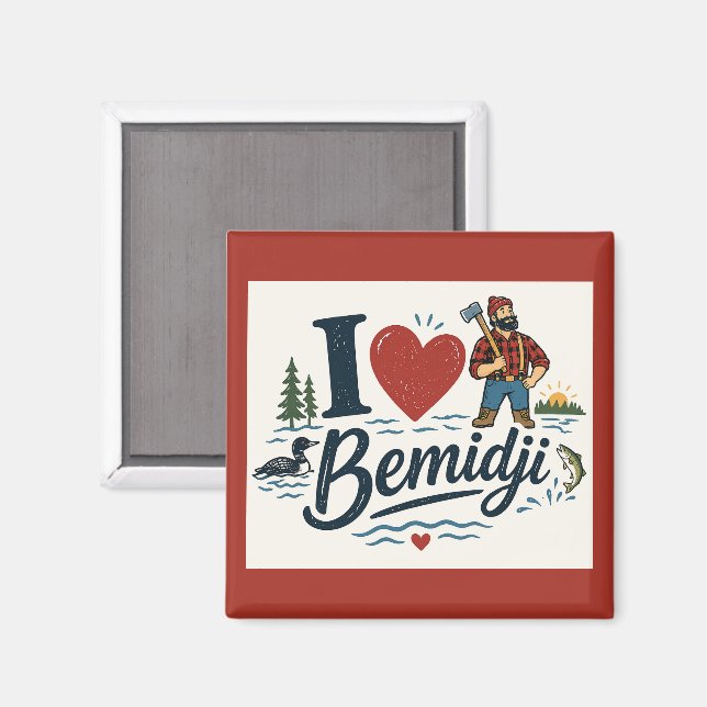 Aimant J'adore Bemidji Minnesota Mignon Paul Bunyan (Recto/Verso)
