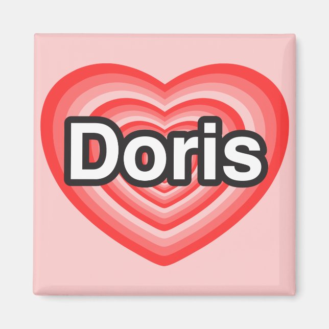 Aimant J'adore Doris. Je t'aime Doris. Cœur (Devant)