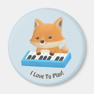 Aimant J'adore jouer avec Cute Fox sur le piano Kids Magn
