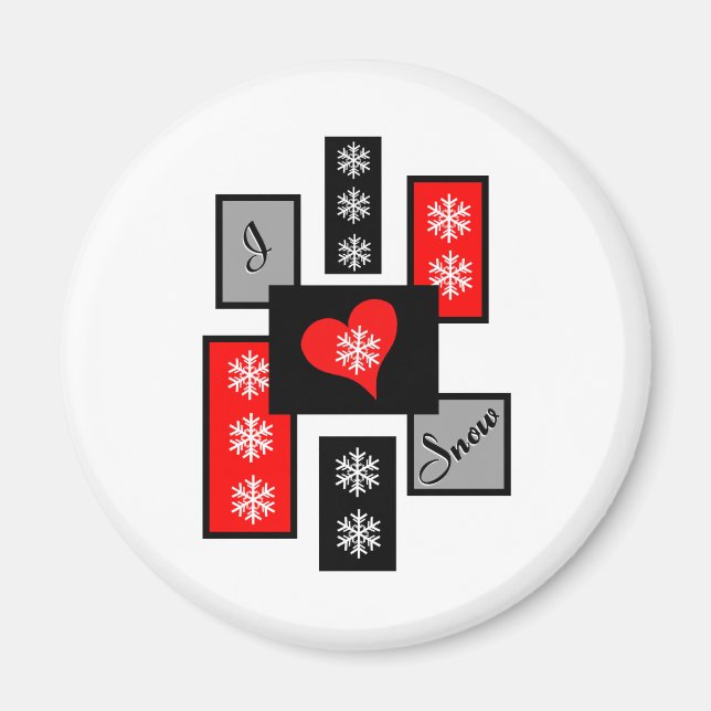 Aimant J'adore la neige (Devant)