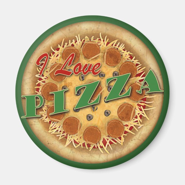 Aimant J'adore la pizza (Devant)