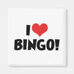 Aimant J'adore le Bingo Heart! - Amoureux du Bingo