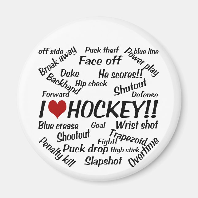 Aimant J'adore le hockey (Devant)