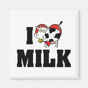 Aimant J'adore le lait au cœur - Amoureux du jus de vache