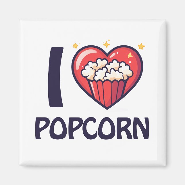 Aimant J'adore le pop-corn (Devant)