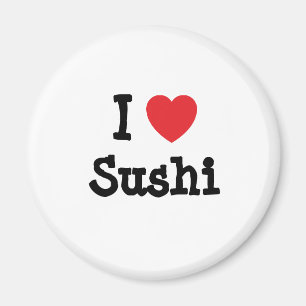 Aimant J'adore le T-shirt du coeur du Sushi