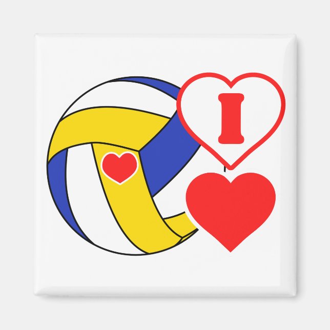 Aimant J'adore le volley-ball (Devant)