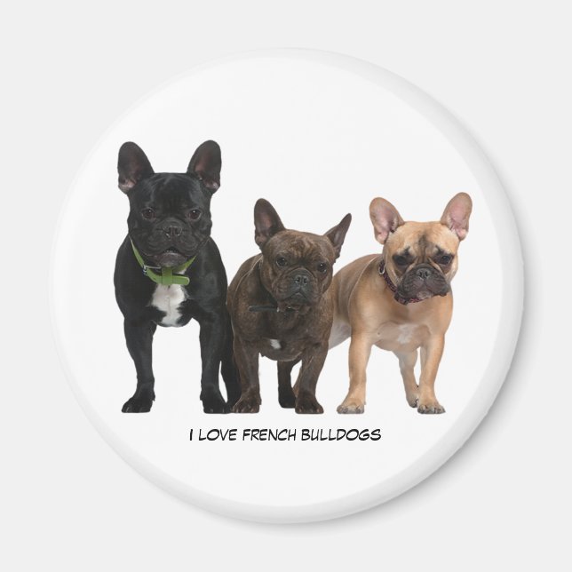Aimant J'adore les Bulldogs français (Devant)