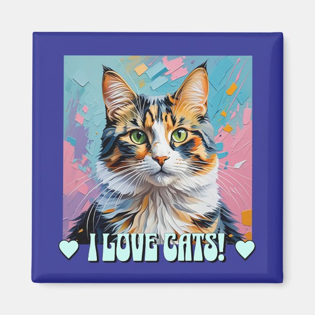 Aimant J'adore les chats ! (Devant)
