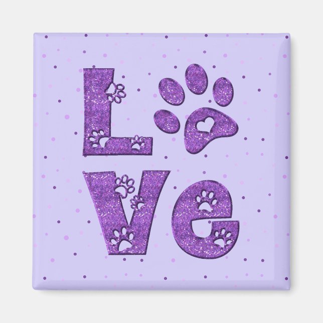 Aimant J'adore les chats - violet (Devant)