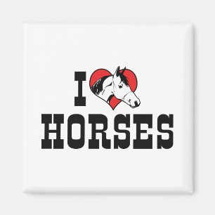 Aimant J'adore les chevaux au cœur - Amoureux des chevaux