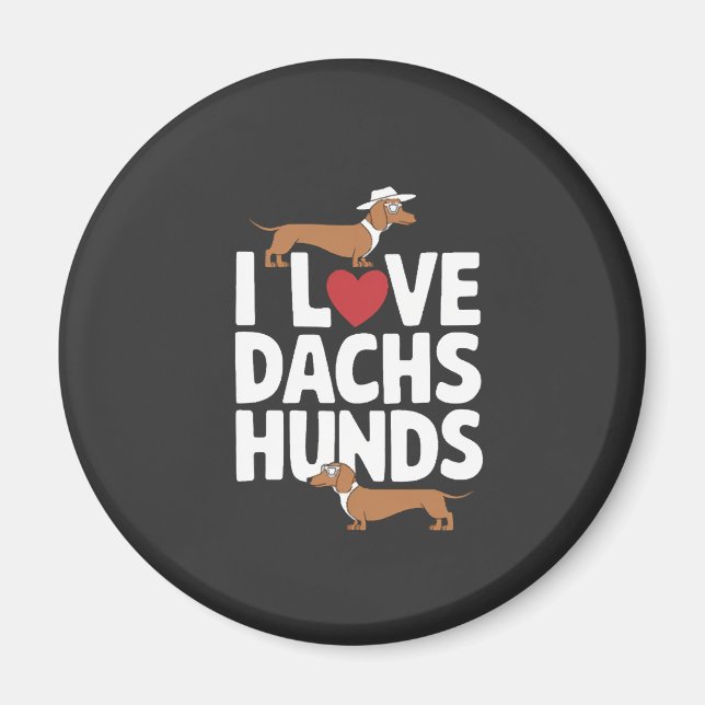 Aimant J'adore les dachshunds Graphique amusant pour les  (Devant)