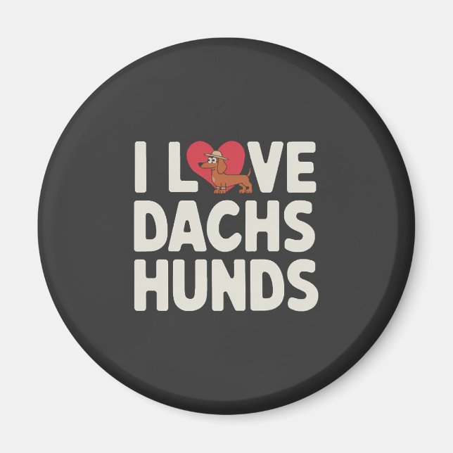 Aimant J'adore les dachshunds mignon dessin animé (Devant)