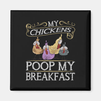 Aimant J'adore les poules qui fientent mon petit-déjeuner