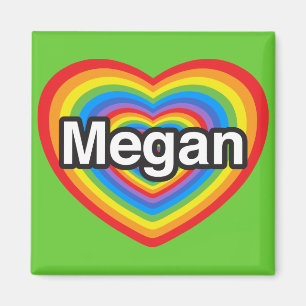 Aimant J'adore Megan. Je t'aime Megan. Cœur