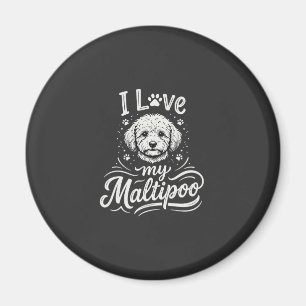 Aimant J'adore mon amoureux de chien Maltipoo