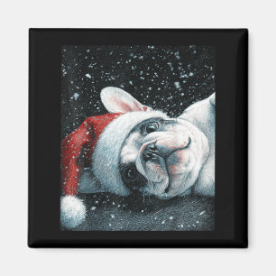 Aimant J'adore mon bouledogue français Noël Mignon