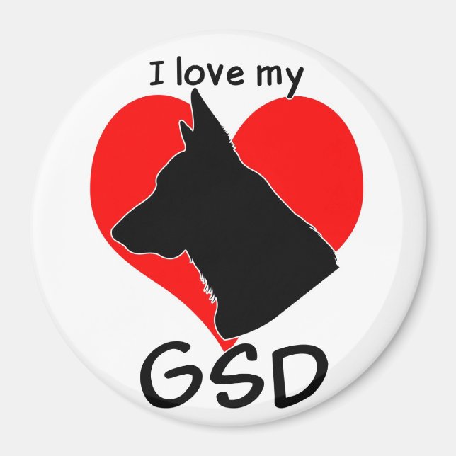 Aimant J'adore mon GSD ! (Devant)