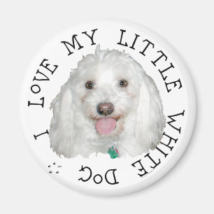 Aimant J'adore mon petit chien blanc (sauvetage)