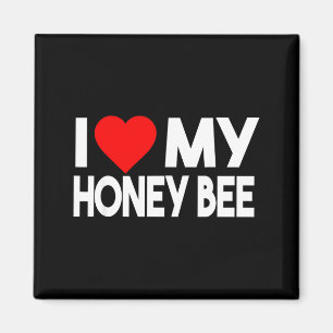 Aimant J'adore mon T-shirt abeille à miel, couple d'anima